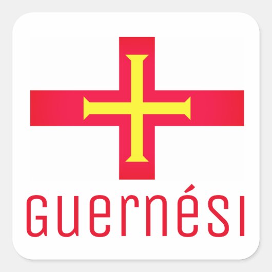 Sticker Carré Drapeau de Guernési (Devant)