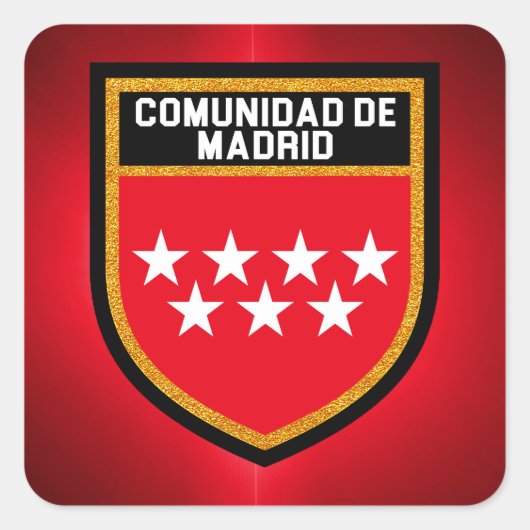 Sticker Carré Drapeau de la Communauté de Madrid (Devant)