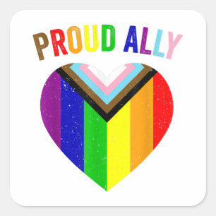Sticker Carré Drapeau de la Fière Ally LGBTQAI Gay POC Transgenr