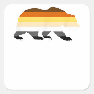 Sticker Carré Drapeau de la fierté du logo de l'ours gay
