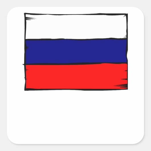 Sticker Carré Drapeau de la Russie (Devant)