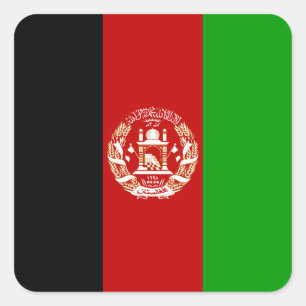 Sticker Carré Drapeau de l'Afghanistan