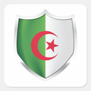 Sticker Carré Drapeau de l'Algérie Silver Shield