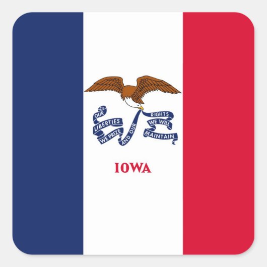 Sticker Carré Drapeau de l'État de l'Iowa (Devant)