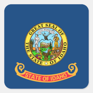 Sticker Carré Drapeau de l'Idaho : Etat de Gem, Amérique Montagn
