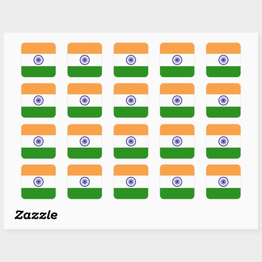 Sticker Carré Drapeau de l'Inde (Feuille)