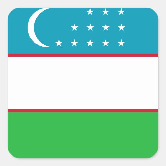 Sticker Carré Drapeau de l'Ouzbékistan (Devant)