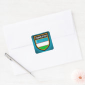 Sticker Carré Drapeau de l'Ouzbékistan (Enveloppe)