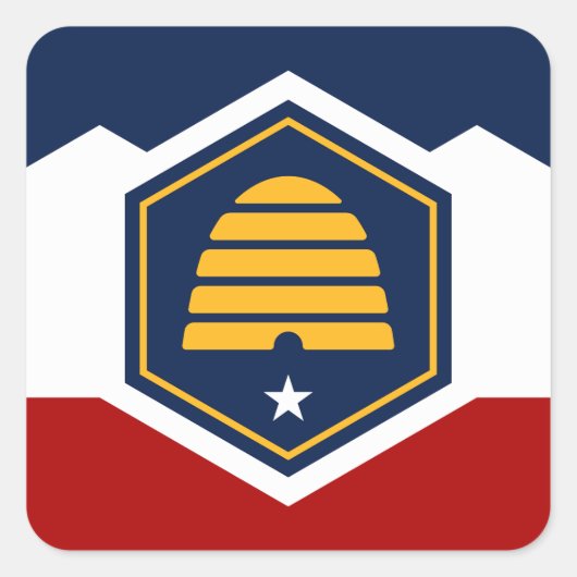 Sticker Carré Drapeau de l'Utah (Drapeau de ruche) (Devant)