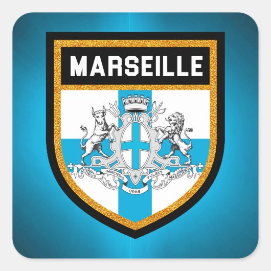 Sticker Carré Drapeau de Marseille (Devant)
