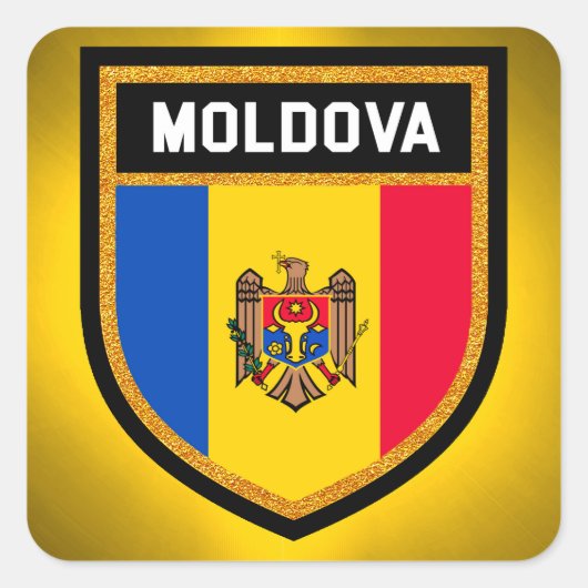 Sticker Carré Drapeau de Moldova (Devant)