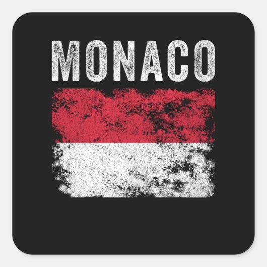 Sticker Carré Drapeau de Monaco en détresse - Drapeau de Monacan (Devant)