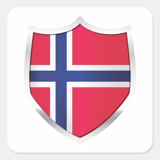 Sticker Carré Drapeau de Norvège Silver Shield (Devant)