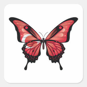Sticker Carré Drapeau de papillon noir de Turquie