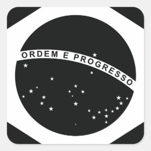 Sticker Carré Drapeau de pays noir du Brésil