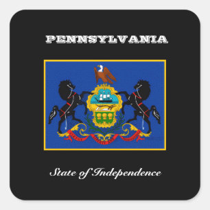 Sticker Carré Drapeau de Pennsylvanie et slogan