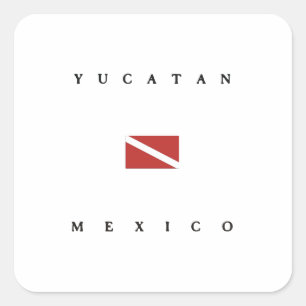 Sticker Carré Drapeau de piqué de scaphandre de Yucatan Mexique