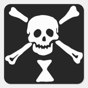 Sticker Carré Drapeau de pirate d'Emanuel Wynne Jolly Roger