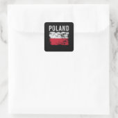 Sticker Carré Drapeau de Pologne en état de détresse - Drapeau p (Sac)