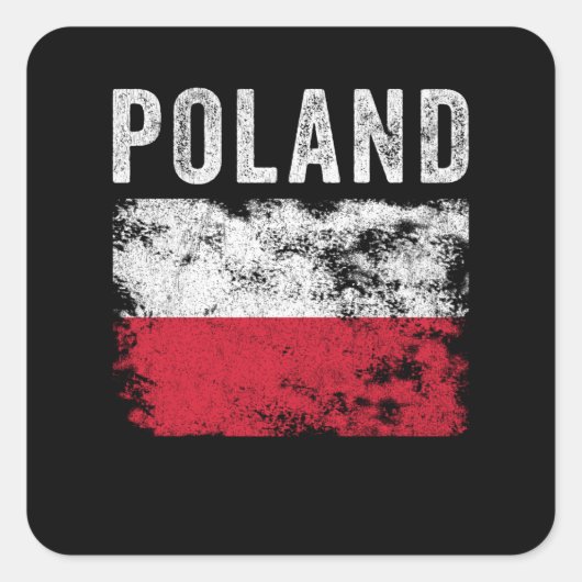 Sticker Carré Drapeau de Pologne en état de détresse - Drapeau p (Devant)