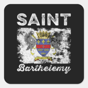 Sticker Carré Drapeau de Saint Barthélemy en détresse