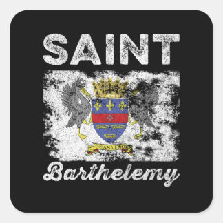 Sticker Carré Drapeau de Saint Barthélemy en détresse
