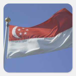 Sticker Carré Drapeau de Singapour