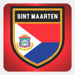 Sticker Carré Drapeau de Sint Maarten