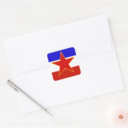 Sticker Carré Drapeau de Yougoslavie (Enveloppe)