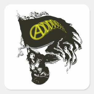 Sticker Carré Drapeau déchiré en lambeaux par capitaliste