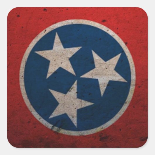 Sticker Carré Drapeau d'état du Tennessee (Devant)