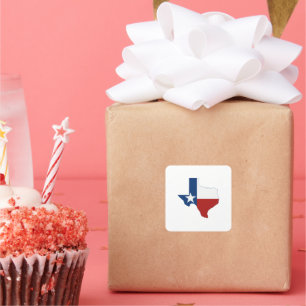 Sticker Carré Drapeau d'État en forme de Texas Rouge Blanc Bleu