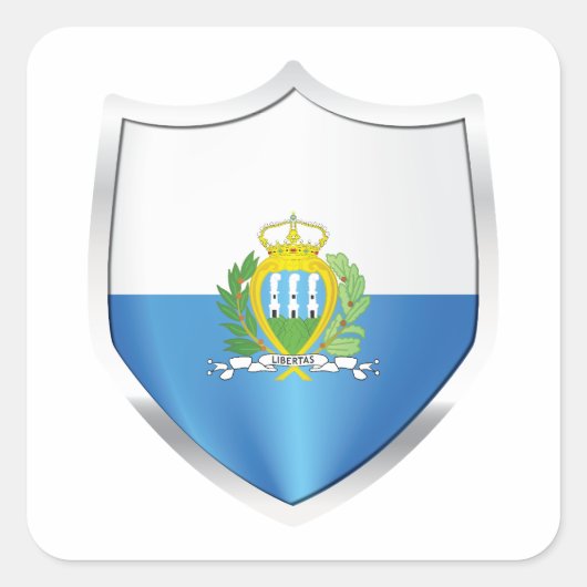 Sticker Carré Drapeau du Bouclier argenté de Saint-Marin (Devant)