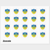 Sticker Carré Drapeau du Bouclier d'argent de l'Ukraine (Feuille)