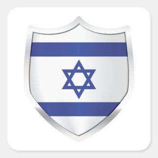 Sticker Carré Drapeau du Bouclier d'argent d'Israël