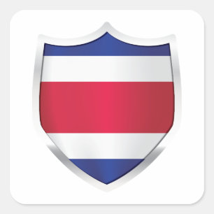 Sticker Carré Drapeau du Bouclier d'argent du Costa Rica