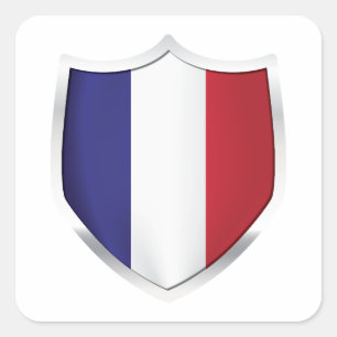 Sticker Carré Drapeau du Bouclier d'argent France