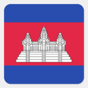 Sticker Carré Drapeau du Cambodge