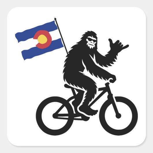 Sticker Carré Drapeau du Colorado à vélo Bigfoot (Devant)