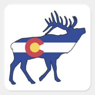 Sticker Carré Drapeau du Colorado Elk