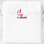 Sticker Carré Drapeau du Danemark sur la carte (Sac)