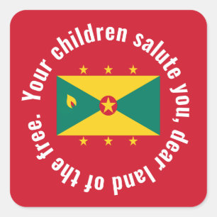 Sticker Carré Drapeau du Guyana Hymne national Rouge Vert Jaune