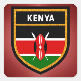 Sticker Carré Drapeau du Kenya