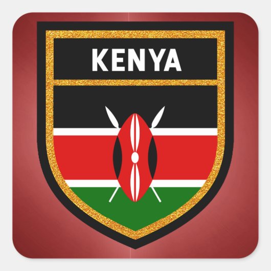 Sticker Carré Drapeau du Kenya (Devant)