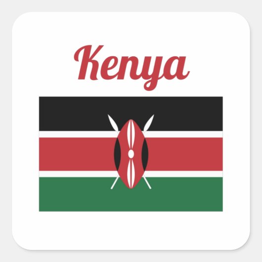 Sticker Carré Drapeau du Kenya (Devant)