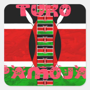 Sticker Carré Drapeau du Kenya : Tuko Pamoja - Design d'art de l
