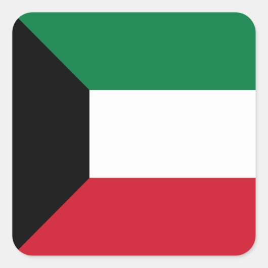 Sticker Carré Drapeau du Koweït (Devant)