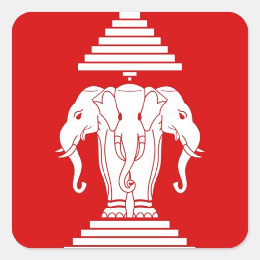 Sticker Carré Drapeau du Laos (1952-1975) - ທຸ ງ ຊ າ ດ ລ າ (Devant)