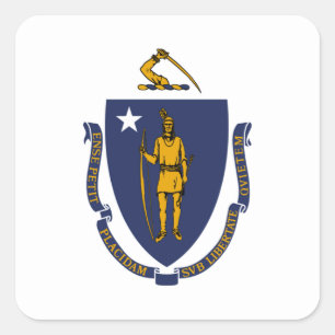 Sticker Carré Drapeau du Massachusetts