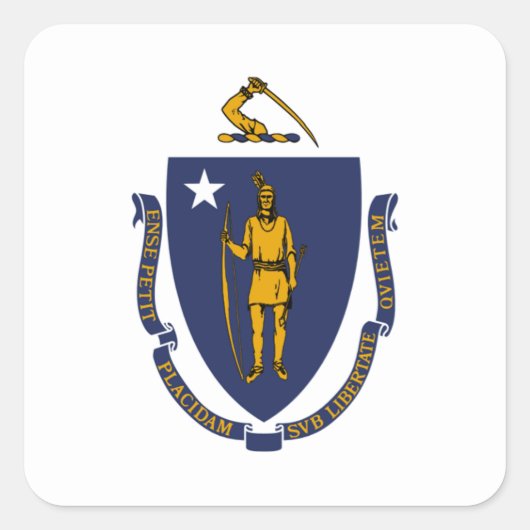 Sticker Carré Drapeau du Massachusetts (Devant)
